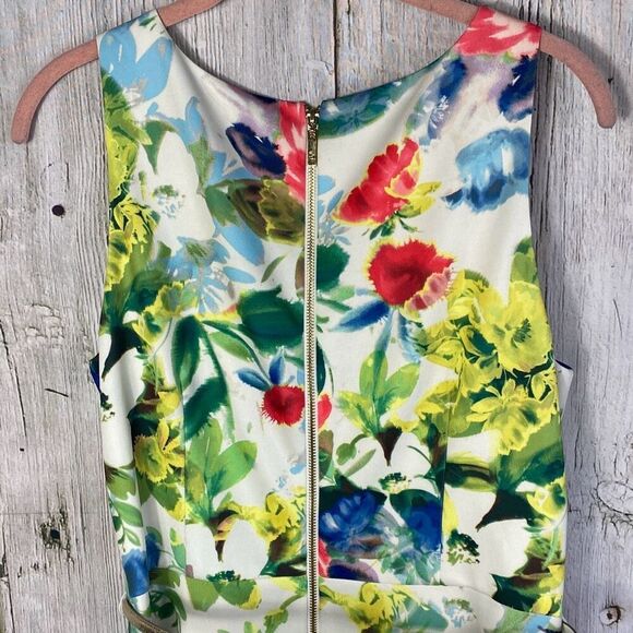 Eliza J Floral Watercolor Knee Length Dress w/ Belt Size 12 E - Picture 8 of 11